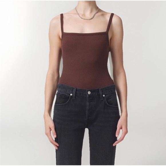 Citizens Of Humanity Tops - NWT Citizens of Humanity Harper Bodysuit Size XL In Bronze Brown Anthropologie